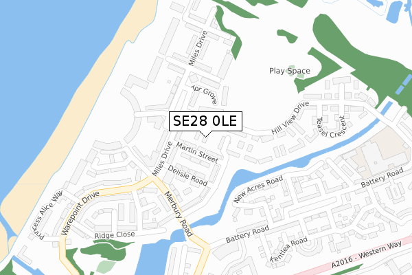 SE28 0LE map - large scale - OS Open Zoomstack (Ordnance Survey)