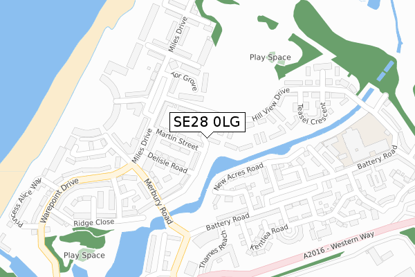 SE28 0LG map - large scale - OS Open Zoomstack (Ordnance Survey)