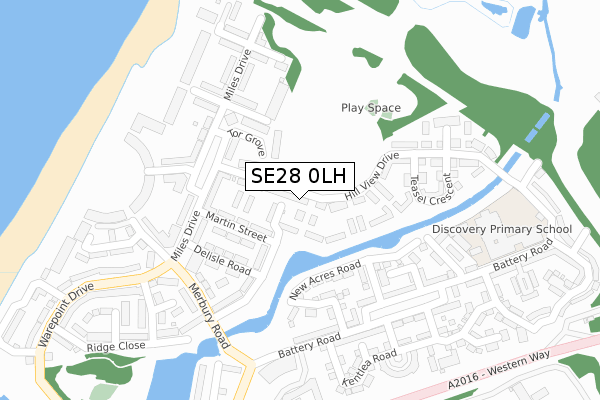 SE28 0LH map - large scale - OS Open Zoomstack (Ordnance Survey)