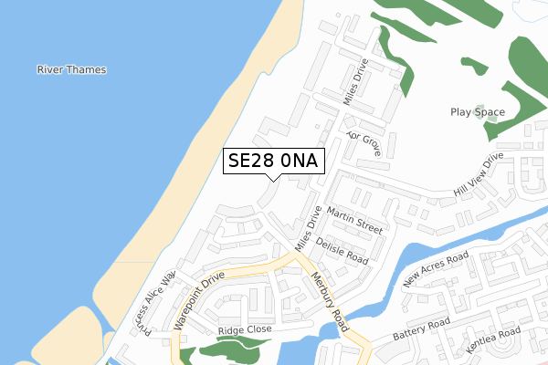 SE28 0NA map - large scale - OS Open Zoomstack (Ordnance Survey)