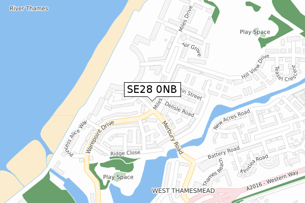 SE28 0NB map - large scale - OS Open Zoomstack (Ordnance Survey)