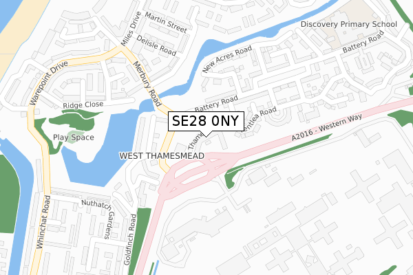 SE28 0NY map - large scale - OS Open Zoomstack (Ordnance Survey)