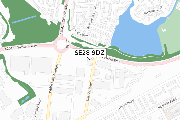 SE28 9DZ map - large scale - OS Open Zoomstack (Ordnance Survey)