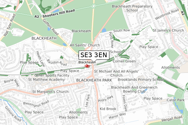 SE3 3EN map - small scale - OS Open Zoomstack (Ordnance Survey)