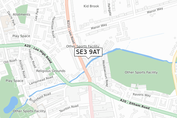 SE3 9AT map - large scale - OS Open Zoomstack (Ordnance Survey)