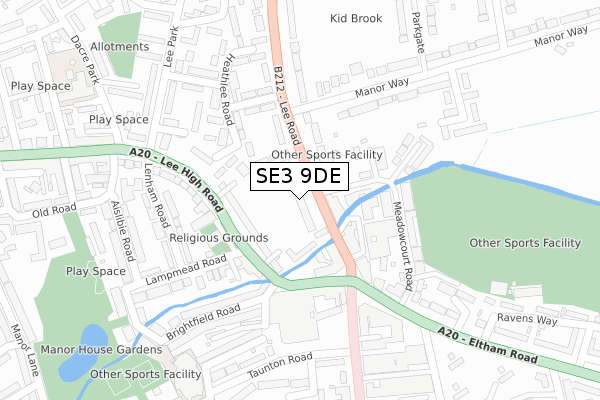 SE3 9DE map - large scale - OS Open Zoomstack (Ordnance Survey)