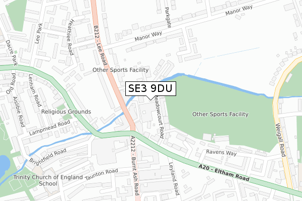 SE3 9DU map - large scale - OS Open Zoomstack (Ordnance Survey)