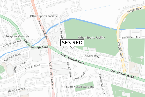 SE3 9ED map - large scale - OS Open Zoomstack (Ordnance Survey)