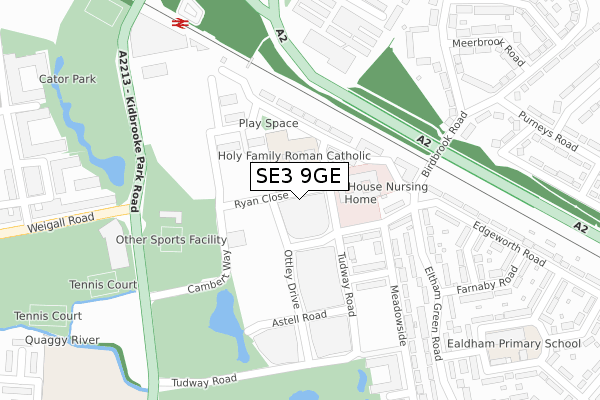 SE3 9GE map - large scale - OS Open Zoomstack (Ordnance Survey)