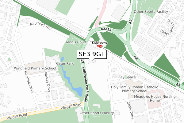 SE3 9GL map - large scale - OS Open Zoomstack (Ordnance Survey)