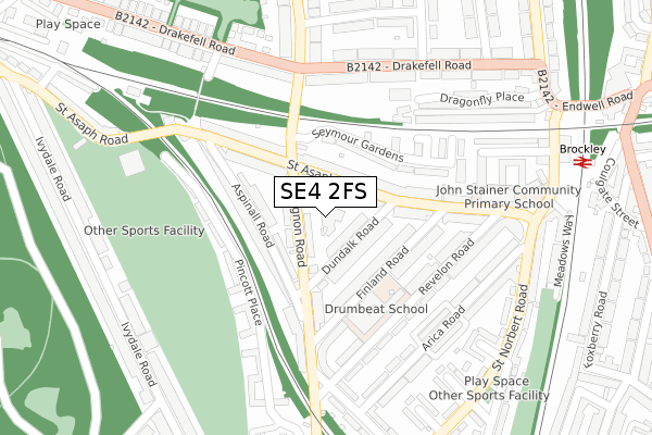 SE4 2FS map - large scale - OS Open Zoomstack (Ordnance Survey)