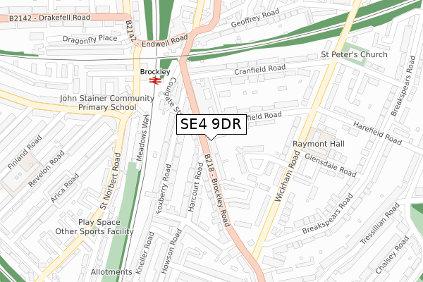 SE4 9DR map - large scale - OS Open Zoomstack (Ordnance Survey)