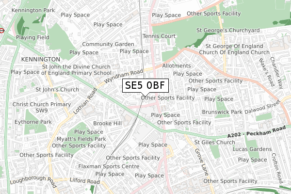 SE5 0BF map - small scale - OS Open Zoomstack (Ordnance Survey) SE5 0BF map - small scale - OS Open Zoomstack (Ordnance Survey)