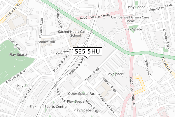 SE5 5HU map - large scale - OS Open Zoomstack (Ordnance Survey)