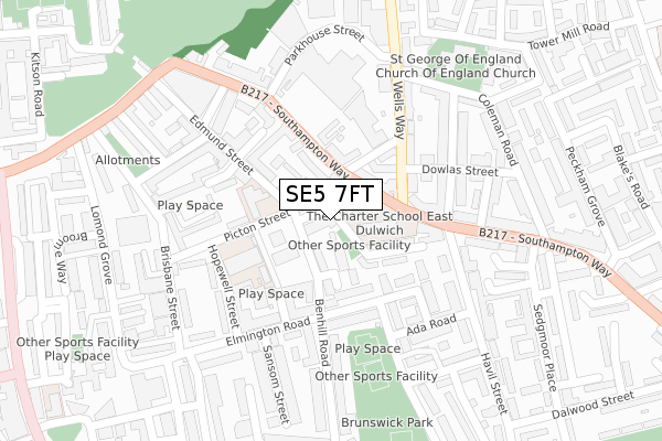 SE5 7FT map - large scale - OS Open Zoomstack (Ordnance Survey) SE5 7FT map - large scale - OS Open Zoomstack (Ordnance Survey)