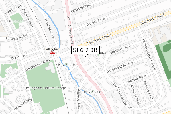 SE6 2DB map - large scale - OS Open Zoomstack (Ordnance Survey)