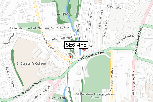 SE6 4FE map - large scale - OS Open Zoomstack (Ordnance Survey)