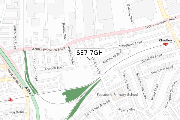 SE7 7GH map - large scale - OS Open Zoomstack (Ordnance Survey)