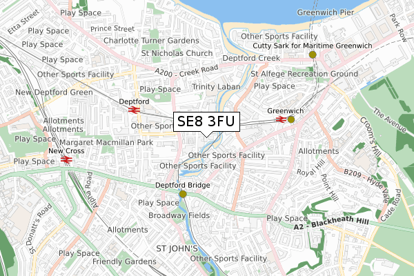 SE8 3FU map - small scale - OS Open Zoomstack (Ordnance Survey) SE8 3FU map - small scale - OS Open Zoomstack (Ordnance Survey)