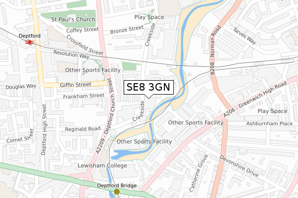 SE8 3GN map - large scale - OS Open Zoomstack (Ordnance Survey) SE8 3GN map - large scale - OS Open Zoomstack (Ordnance Survey)