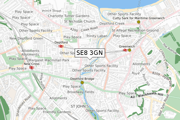 SE8 3GN map - small scale - OS Open Zoomstack (Ordnance Survey) SE8 3GN map - small scale - OS Open Zoomstack (Ordnance Survey)