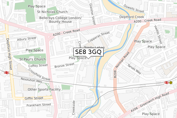 SE8 3GQ map - large scale - OS Open Zoomstack (Ordnance Survey) SE8 3GQ map - large scale - OS Open Zoomstack (Ordnance Survey)