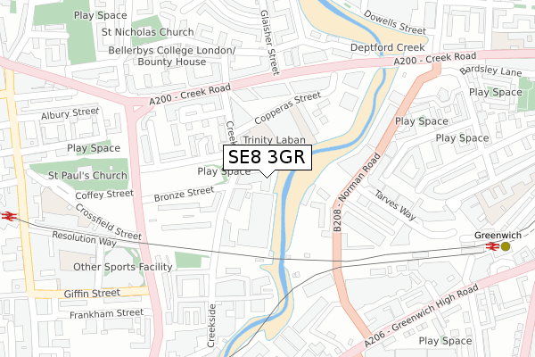 SE8 3GR map - large scale - OS Open Zoomstack (Ordnance Survey) SE8 3GR map - large scale - OS Open Zoomstack (Ordnance Survey)