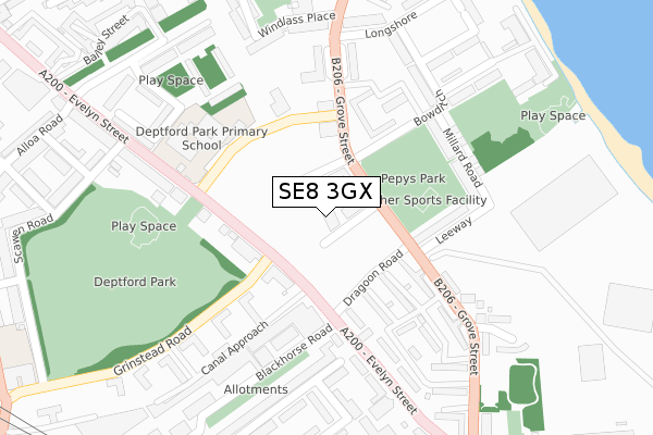 SE8 3GX map - large scale - OS Open Zoomstack (Ordnance Survey) SE8 3GX map - large scale - OS Open Zoomstack (Ordnance Survey)