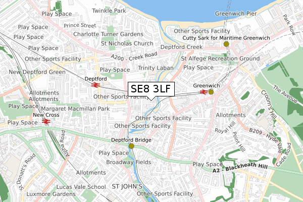 SE8 3LF map - small scale - OS Open Zoomstack (Ordnance Survey) SE8 3LF map - small scale - OS Open Zoomstack (Ordnance Survey)