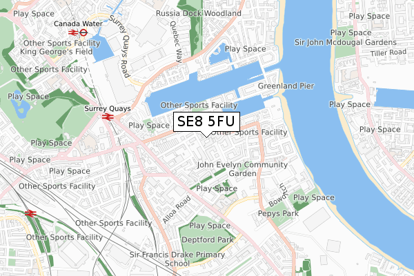 SE8 5FU map - small scale - OS Open Zoomstack (Ordnance Survey) SE8 5FU map - small scale - OS Open Zoomstack (Ordnance Survey)