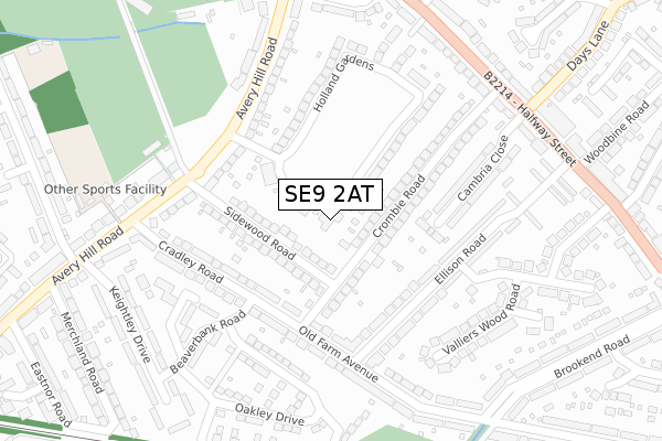 SE9 2AT map - large scale - OS Open Zoomstack (Ordnance Survey)