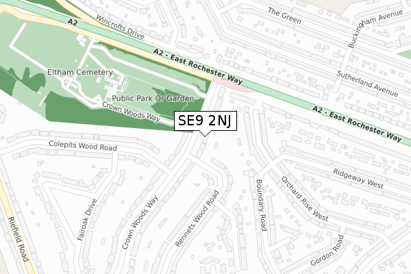 SE9 2NJ map - large scale - OS Open Zoomstack (Ordnance Survey)