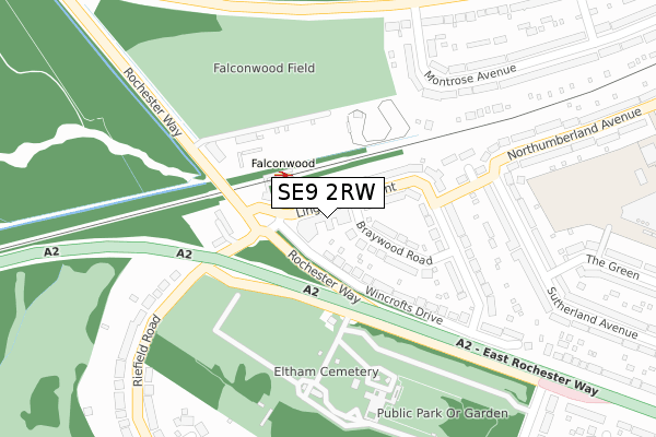 SE9 2RW map - large scale - OS Open Zoomstack (Ordnance Survey)