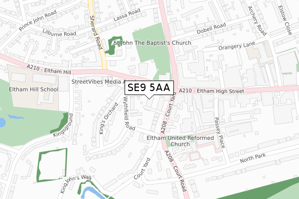 SE9 5AA map - large scale - OS Open Zoomstack (Ordnance Survey)