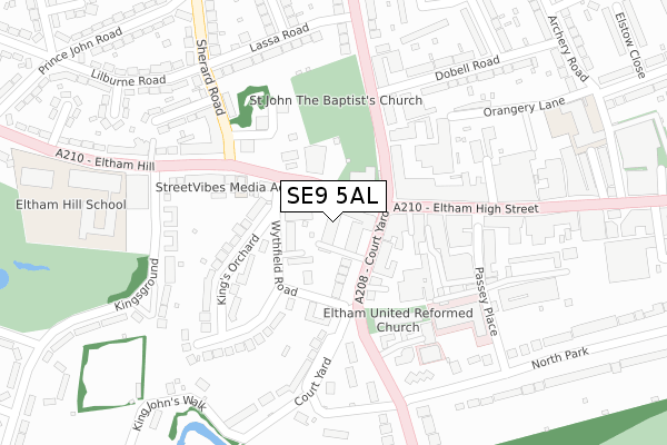 SE9 5AL map - large scale - OS Open Zoomstack (Ordnance Survey)