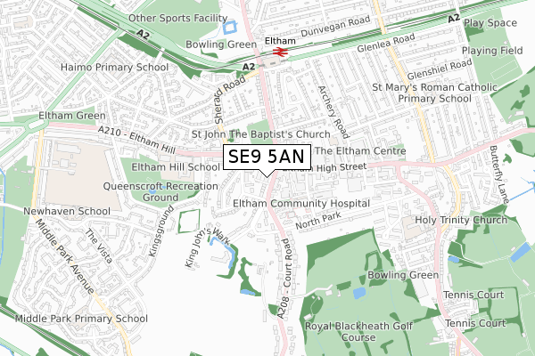SE9 5AN map - small scale - OS Open Zoomstack (Ordnance Survey) SE9 5AN map - small scale - OS Open Zoomstack (Ordnance Survey)