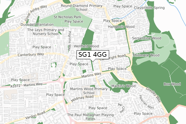 SG1 4GG map - small scale - OS Open Zoomstack (Ordnance Survey)