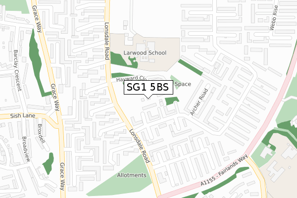 SG1 5BS map - large scale - OS Open Zoomstack (Ordnance Survey)