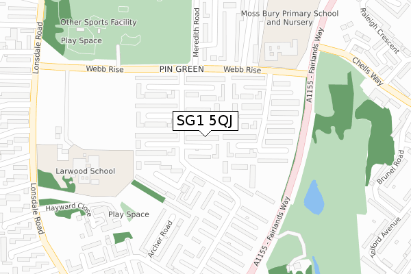 SG1 5QJ map - large scale - OS Open Zoomstack (Ordnance Survey)