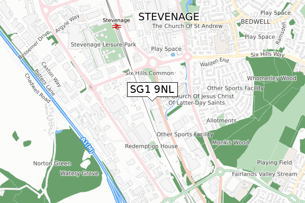 SG1 9NL map - small scale - OS Open Zoomstack (Ordnance Survey) SG1 9NL map - small scale - OS Open Zoomstack (Ordnance Survey)