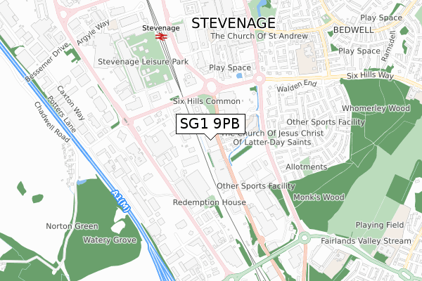 SG1 9PB map - small scale - OS Open Zoomstack (Ordnance Survey) SG1 9PB map - small scale - OS Open Zoomstack (Ordnance Survey)