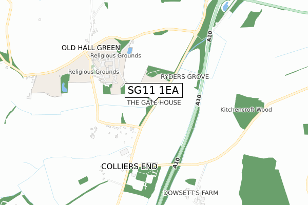 SG11 1EA map - small scale - OS Open Zoomstack (Ordnance Survey)