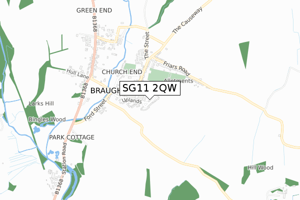 SG11 2QW map - small scale - OS Open Zoomstack (Ordnance Survey)