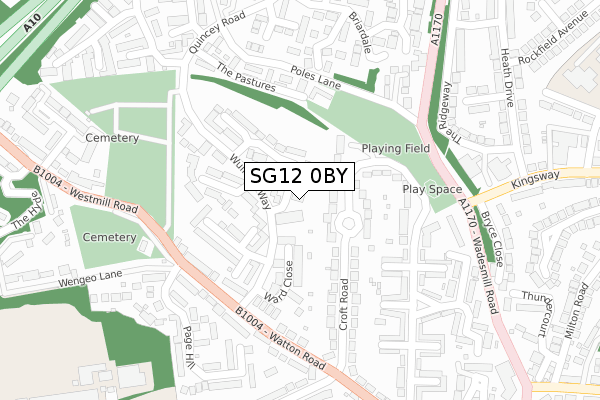 SG12 0BY map - large scale - OS Open Zoomstack (Ordnance Survey)