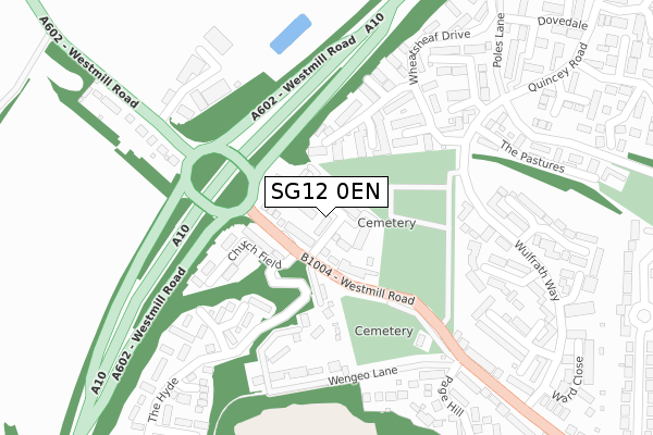 SG12 0EN map - large scale - OS Open Zoomstack (Ordnance Survey)