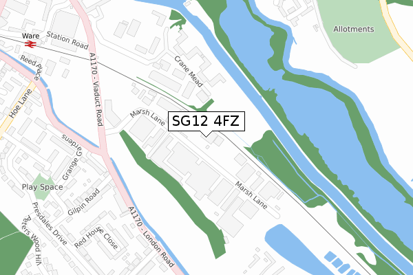 SG12 4FZ map - large scale - OS Open Zoomstack (Ordnance Survey) SG12 4FZ map - large scale - OS Open Zoomstack (Ordnance Survey)