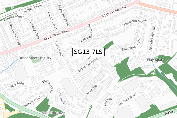 SG13 7LS map - large scale - OS Open Zoomstack (Ordnance Survey)