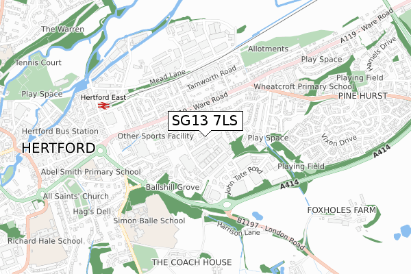 SG13 7LS map - small scale - OS Open Zoomstack (Ordnance Survey)