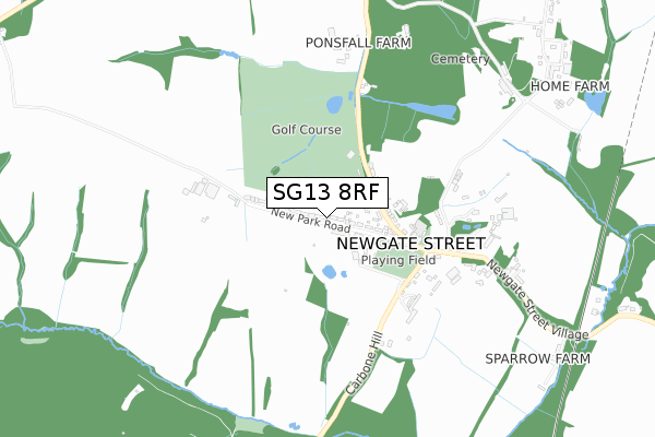 SG13 8RF map - small scale - OS Open Zoomstack (Ordnance Survey)