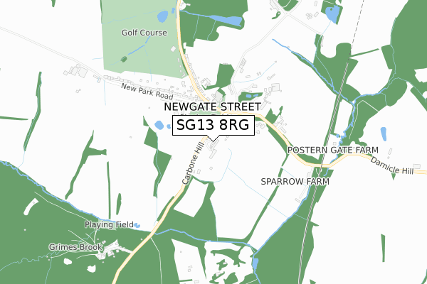 SG13 8RG map - small scale - OS Open Zoomstack (Ordnance Survey)